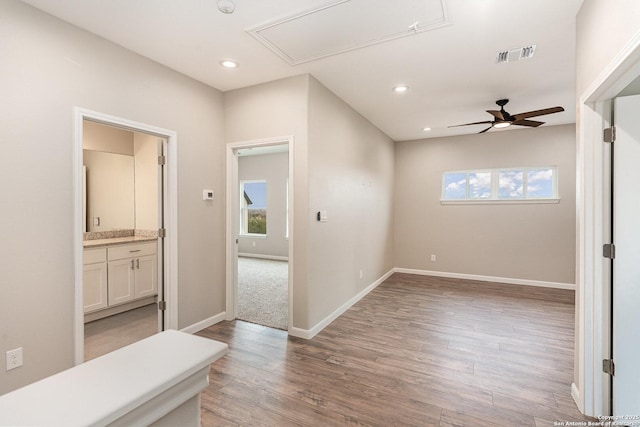 interior space with light hardwood / wood-style flooring