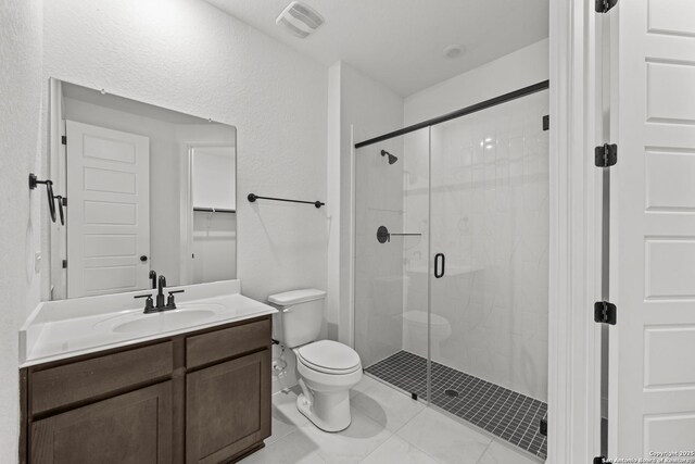 9314 Everly Crk, San Antonio, TX 78263 - full bath featuring a shower stall, visible vents, toilet, and vanity