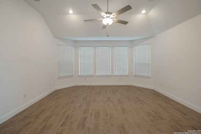 9314 Everly Crk, San Antonio, TX 78263 - empty room featuring baseboards, light wood-style flooring, and a ceiling fan