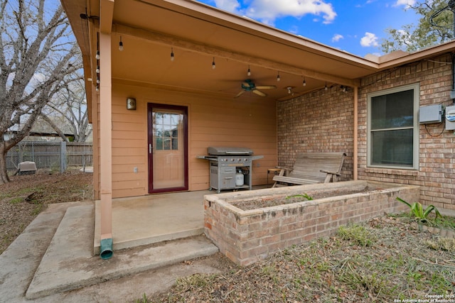 view of patio / terrace featuring grilling area and ceiling fan