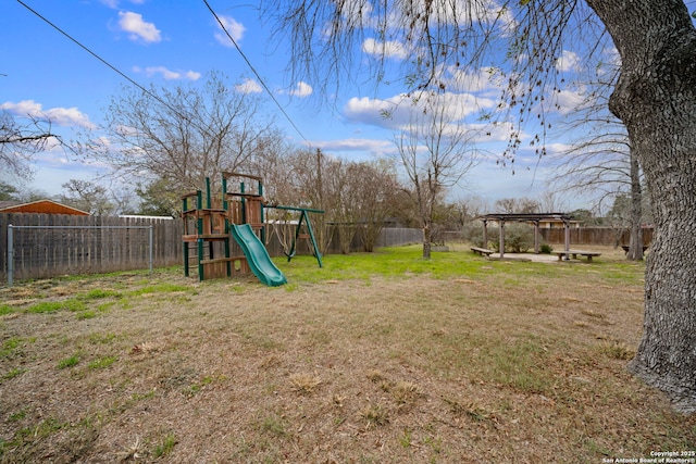 view of play area with a lawn