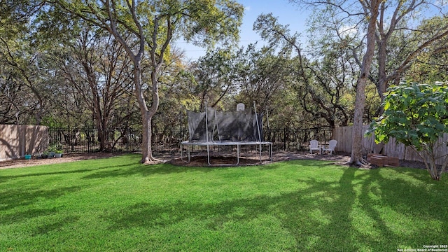 view of yard with a trampoline