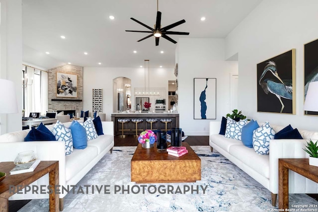 435 Nash, New Braunfels, TX 78130 - living room featuring ceiling fan and light hardwood / wood-style floors