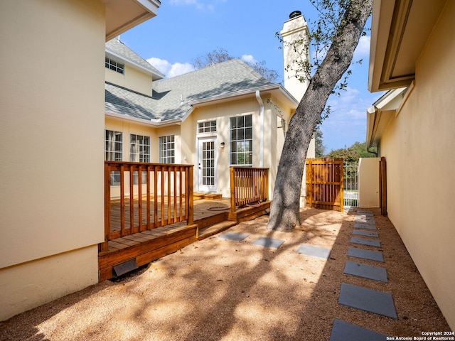 view of patio featuring a wooden deck