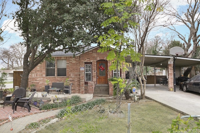 view of front of house with a patio area