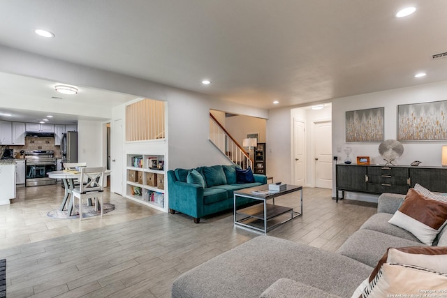 living room featuring light hardwood / wood-style floors