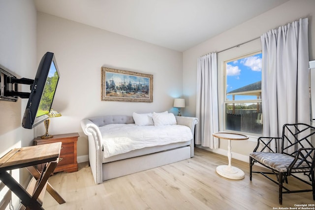 bedroom featuring light wood-type flooring