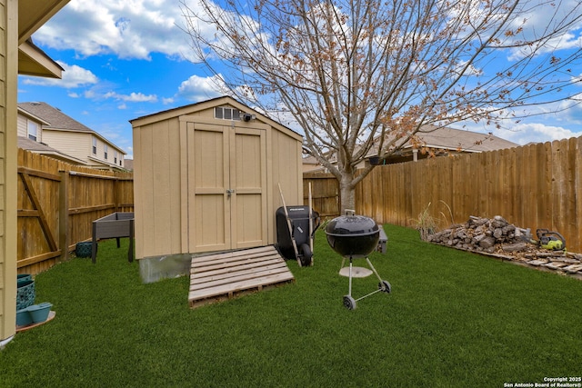 view of outbuilding with a yard