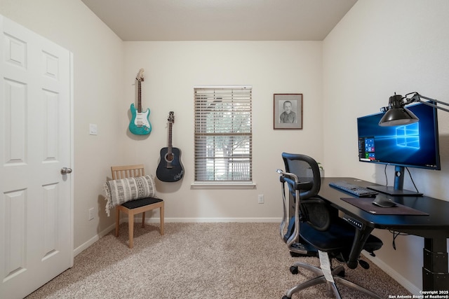 view of carpeted office space