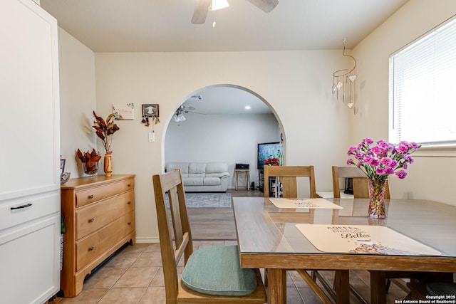 view of tiled dining space