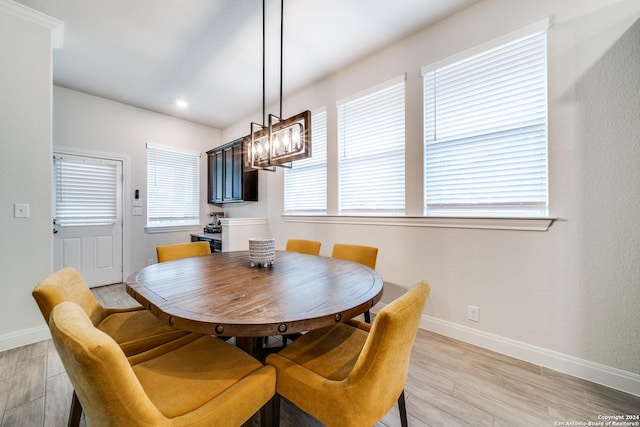 dining space featuring light wood-type flooring and a wealth of natural light