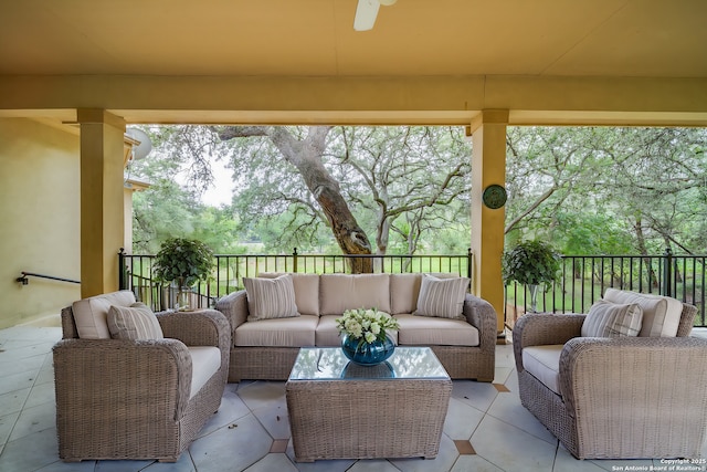 view of patio with an outdoor living space