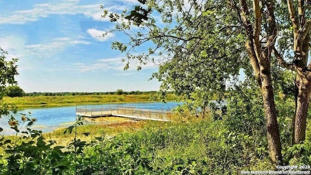 view of water feature featuring a dock