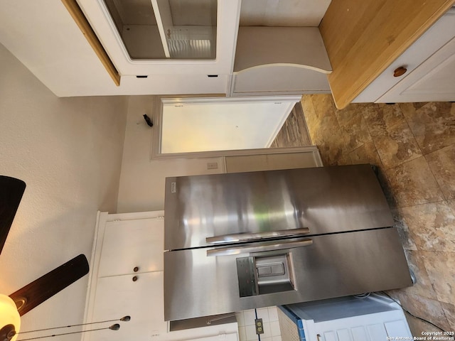 kitchen with white cabinets