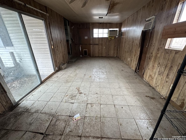 basement with wooden walls