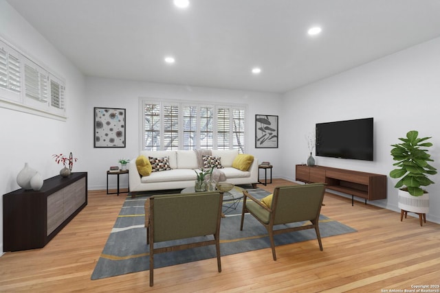 living room featuring light hardwood / wood-style flooring