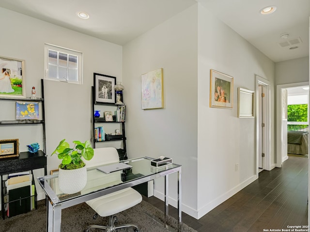 office featuring dark hardwood / wood-style floors