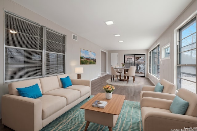 living room with wood-type flooring