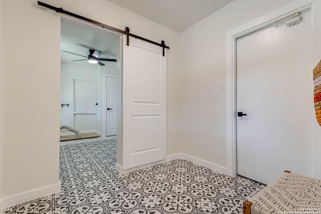 interior space featuring ceiling fan