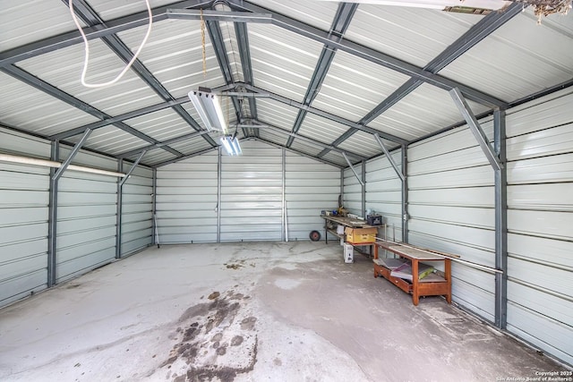 garage with metal wall