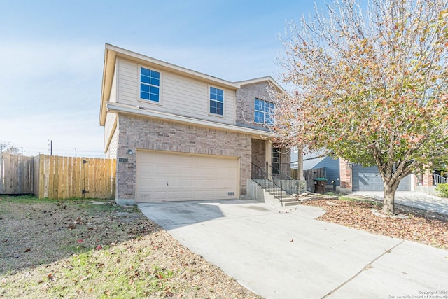 view of front property with a garage