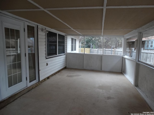 view of unfurnished sunroom