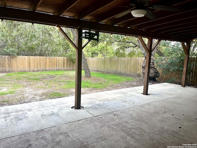 view of patio with ceiling fan