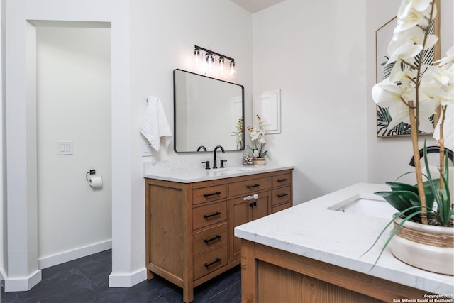 bathroom featuring vanity and tile patterned flooring