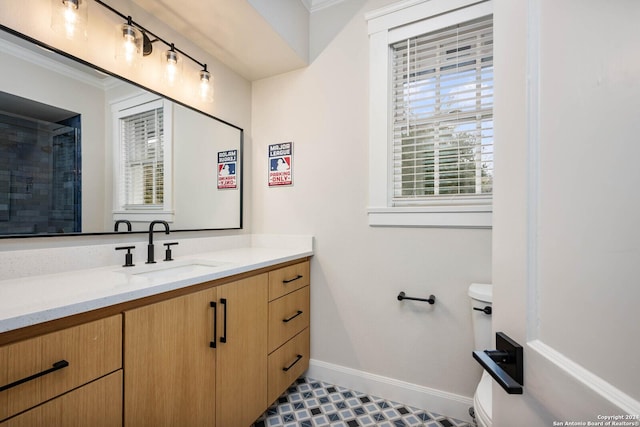 bathroom with toilet and vanity