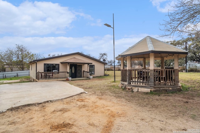 exterior space with a gazebo