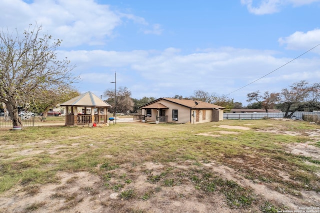 view of yard with a gazebo