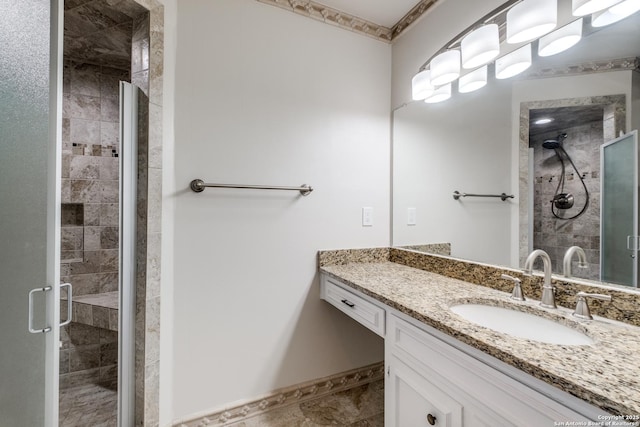 7926 Broadway Unit 402, San Antonio, TX 78209 - bathroom with a shower with shower door and vanity