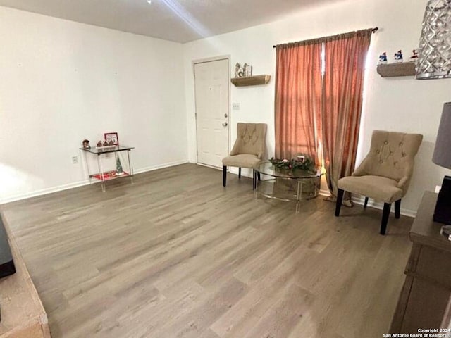 living area with wood-type flooring