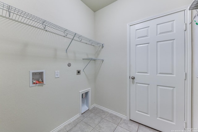 laundry room with washer hookup, light tile patterned floors, hookup for a gas dryer, and electric dryer hookup