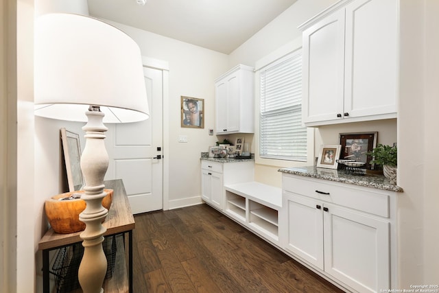 mudroom with dark hardwood / wood-style floors