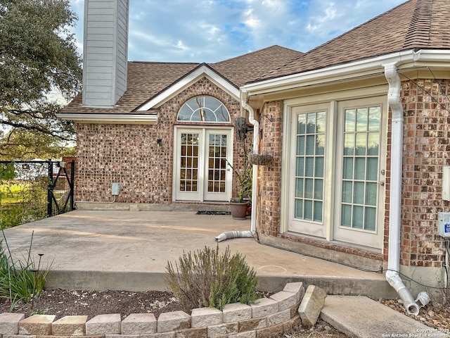 property entrance with french doors