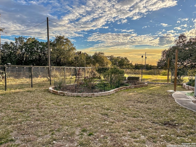 view of yard at dusk