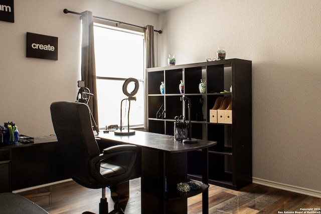 office space featuring hardwood / wood-style flooring