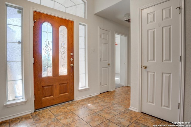 view of tiled foyer