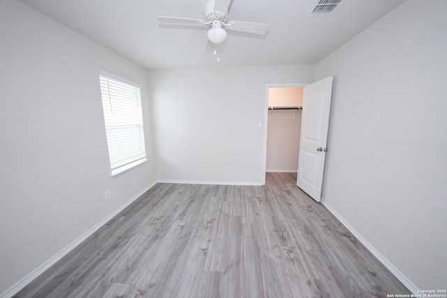 interior space featuring ceiling fan and light hardwood / wood-style floors