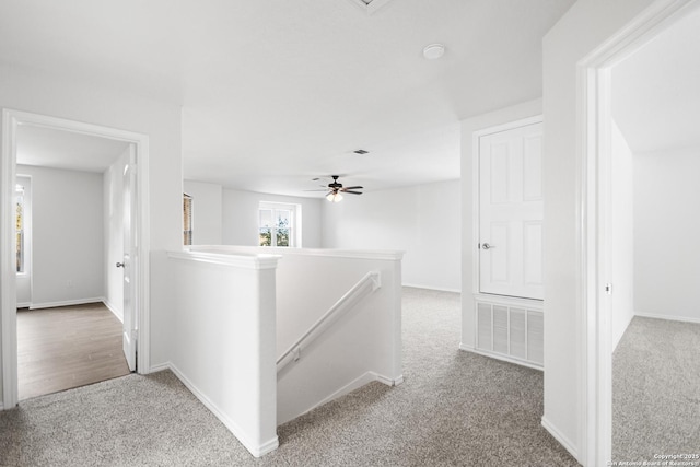 hallway with carpet floors