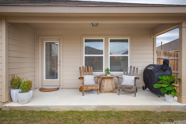 view of patio featuring grilling area