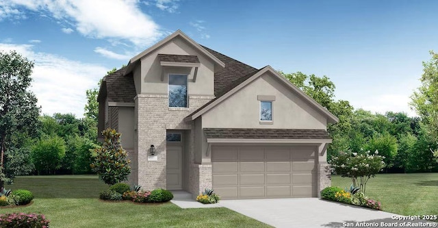 view of front facade featuring a garage and a front yard