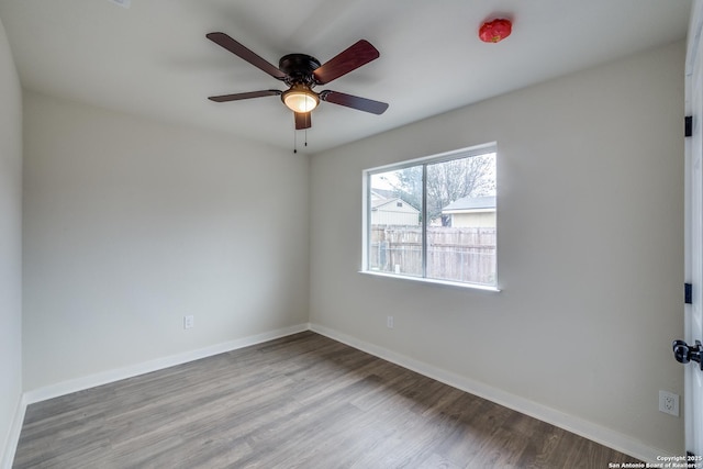 unfurnished room with ceiling fan and light hardwood / wood-style floors