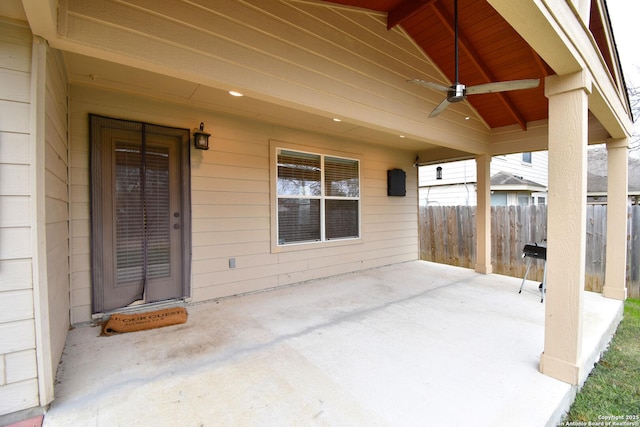 view of patio / terrace with ceiling fan