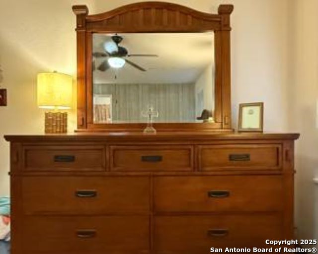 bathroom with ceiling fan