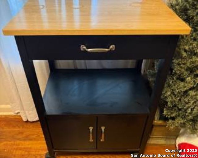 interior details with butcher block counters