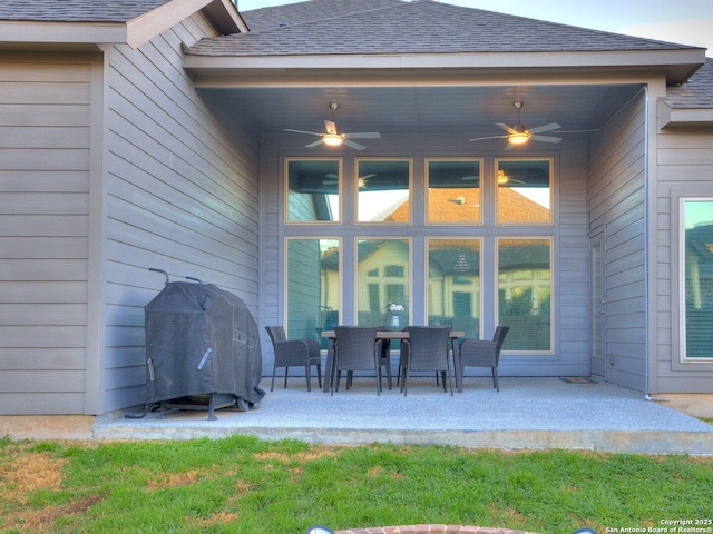 view of patio / terrace featuring grilling area and ceiling fan