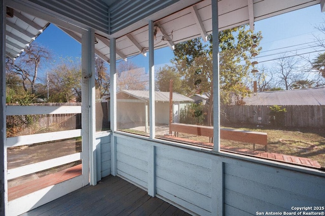 view of unfurnished sunroom