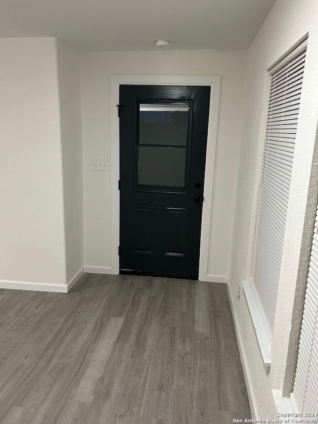 doorway to outside featuring hardwood / wood-style floors